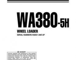 Komatsu Wheel Loaders Model Wa380-5-H Owner Operator Maintenance Manual - S/N H50051-UP