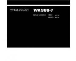 Komatsu Wheel Loaders Model Wa380-7 Shop Service Repair Manual - S/N 10001-UP