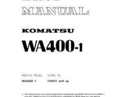 Komatsu Wheel Loaders Model Wa400-1 Shop Service Repair Manual - S/N 10001-UP