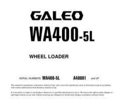 Komatsu Wheel Loaders Model Wa400-5-L Owner Operator Maintenance Manual - S/N A40001-UP