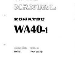Komatsu Wheel Loaders Model Wa40-1 Shop Service Repair Manual - S/N 1001-UP