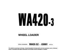 Komatsu Wheel Loaders Model Wa420-3-L Owner Operator Maintenance Manual - S/N A30001-UP