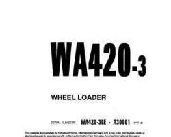 Komatsu Wheel Loaders Model Wa420-3-L Shop Service Repair Manual - S/N A30001-UP