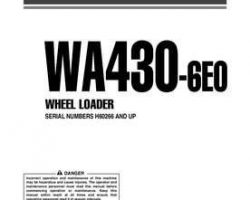 Komatsu Wheel Loaders Model Wa430-6 Owner Operator Maintenance Manual - S/N H60266-UP