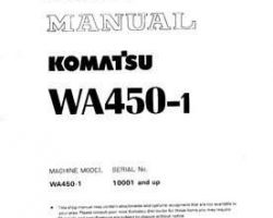 Komatsu Wheel Loaders Model Wa450-1 Shop Service Repair Manual - S/N 10001-19999