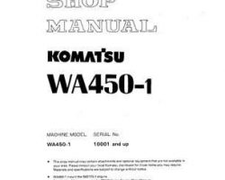 Komatsu Wheel Loaders Model Wa450-1 Shop Service Repair Manual - S/N 10001-UP