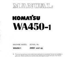 Komatsu Wheel Loaders Model Wa450-1 Shop Service Repair Manual - S/N 20001-UP