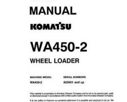 Komatsu Wheel Loaders Model Wa450-2 Shop Service Repair Manual - S/N A25001-UP