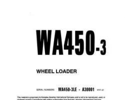 Komatsu Wheel Loaders Model Wa450-3-L Owner Operator Maintenance Manual - S/N A30001-UP