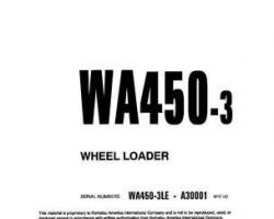 Komatsu Wheel Loaders Model Wa450-3-Le Shop Service Repair Manual - S/N A30001-UP