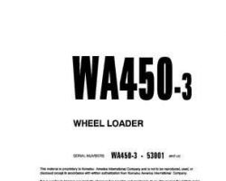Komatsu Wheel Loaders Model Wa450L-3 Owner Operator Maintenance Manual - S/N 53001-UP