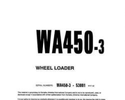 Komatsu Wheel Loaders Model Wa450L-3 Shop Service Repair Manual - S/N 53001-UP