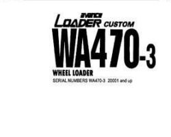 Komatsu Wheel Loaders Models Wa470-3-Custom, -20C Degree For Cis Shop Service Repair Manual - S/N 20001-UP