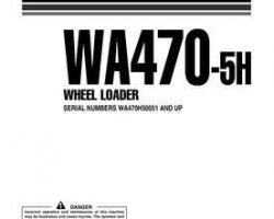 Komatsu Wheel Loaders Model Wa470-5-H Owner Operator Maintenance Manual - S/N H50051-UP