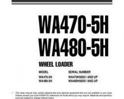 Komatsu Wheel Loaders Model Wa470-5-H Shop Service Repair Manual - S/N H50051-UP