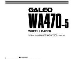 Komatsu Wheel Loaders Model Wa470-5 Owner Operator Maintenance Manual - S/N 70001-80612