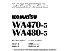 Komatsu Wheel Loaders Model Wa470-5 Shop Service Repair Manual - S/N 70001-UP