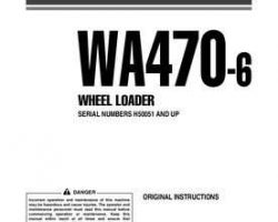 Komatsu Wheel Loaders Model Wa470-6 Owner Operator Maintenance Manual - S/N H50051-UP