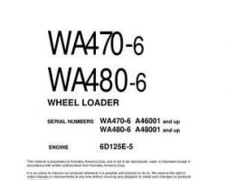 Komatsu Wheel Loaders Model Wa470-6 Shop Service Repair Manual - S/N A46001-UP