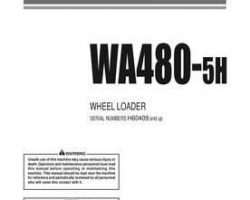 Komatsu Wheel Loaders Model Wa480-5-H Owner Operator Maintenance Manual - S/N H60409-UP