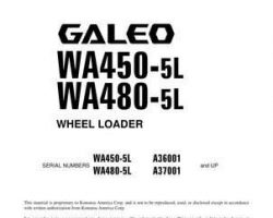 Komatsu Wheel Loaders Model Wa480-5-L Shop Service Repair Manual - S/N A36001-UP