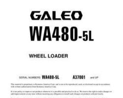 Komatsu Wheel Loaders Model Wa480-5-L Owner Operator Maintenance Manual - S/N A37001-UP