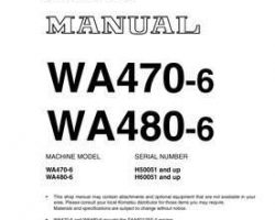 Komatsu Wheel Loaders Model Wa480-6 Shop Service Repair Manual - S/N H60051-UP