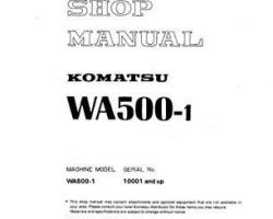 Komatsu Wheel Loaders Model Wa500-1 Shop Service Repair Manual - S/N 10001-20000