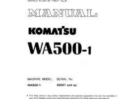 Komatsu Wheel Loaders Model Wa500-1 Shop Service Repair Manual - S/N 20001-UP
