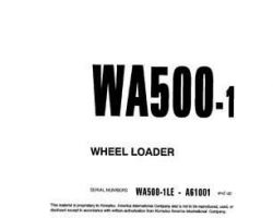 Komatsu Wheel Loaders Model Wa500-1-Le Owner Operator Maintenance Manual - S/N A61001-UP