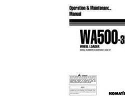 Komatsu Wheel Loaders Model Wa500-3 Owner Operator Maintenance Manual - S/N H20313-H30322