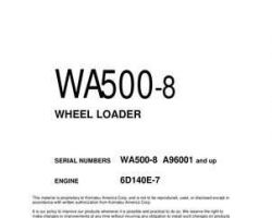 Komatsu Wheel Loaders Model Wa500-8 Shop Service Repair Manual - S/N A96001-UP