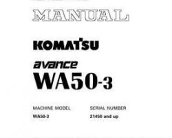 Komatsu Wheel Loaders Model Wa50-3-For N. America Shop Service Repair Manual - S/N 21450-UP