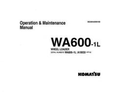 Komatsu Wheel Loaders Model Wa600-1-L Owner Operator Maintenance Manual - S/N A10033-UP