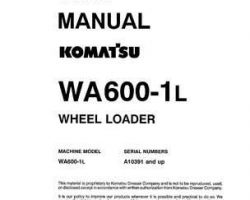 Komatsu Wheel Loaders Model Wa600-1-L Shop Service Repair Manual - S/N A10391-UP