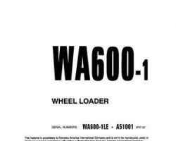 Komatsu Wheel Loaders Model Wa600-1-Le Shop Service Repair Manual - S/N A51001-UP