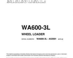 Komatsu Wheel Loaders Model Wa600-3-L Shop Service Repair Manual - S/N A52001-UP