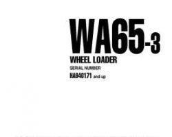 Komatsu Wheel Loaders Model Wa65-3 Owner Operator Maintenance Manual - S/N HA940171-HA940548