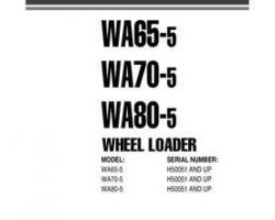 Komatsu Wheel Loaders Model Wa65-5 Shop Service Repair Manual - S/N H50051-UP