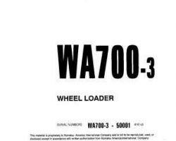 Komatsu Wheel Loaders Model Wa700-3 Owner Operator Maintenance Manual - S/N 50001-50009