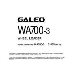 Komatsu Wheel Loaders Model Wa700-3 Owner Operator Maintenance Manual - S/N 51005-UP