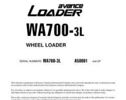 Komatsu Wheel Loaders Model Wa700-3-L Shop Service Repair Manual - S/N A50001-UP