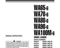 Komatsu Wheel Loaders Model Wa70-6 Owner Operator Maintenance Manual - S/N H60051-UP