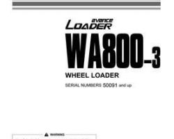 Komatsu Wheel Loaders Model Wa800-3 Owner Operator Maintenance Manual - S/N 50091-50124