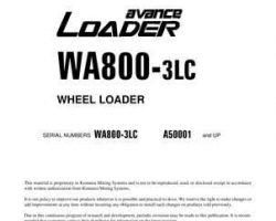 Komatsu Wheel Loaders Model Wa800-3-Lc Shop Service Repair Manual - S/N A50001-UP