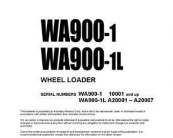Komatsu Wheel Loaders Model Wa900-1-L Owner Operator Maintenance Manual - S/N A20001-A20007