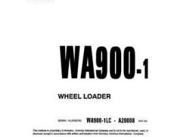 Komatsu Wheel Loaders Model Wa900-1-Lc Owner Operator Maintenance Manual - S/N A20008-UP