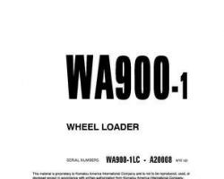 Komatsu Wheel Loaders Model Wa900-1-Lc Shop Service Repair Manual - S/N A20008-UP