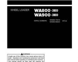 Komatsu Wheel Loaders Model Wa900-3-E0 Owner Operator Maintenance Manual - S/N 60023-60076