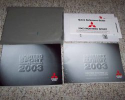 2003 Mitsubishi Montero Sport Owner's Manual Set